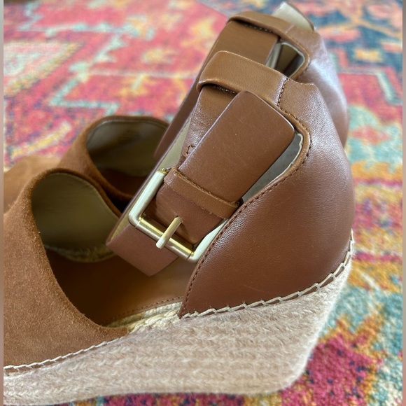 🔥Marc Fisher | Women's brown suede upper, leather heel wedge espadrille size 11 - Picture 7 of 16